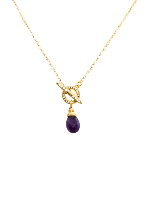 Amethyst Dainty Toggle CZ Necklace