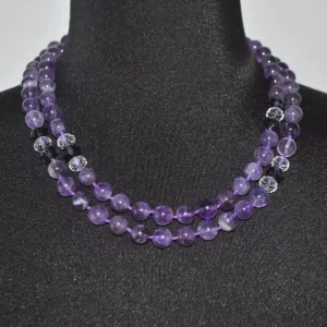 Amethyst Gemstone with Rhinestones Beaded Women's Necklace.