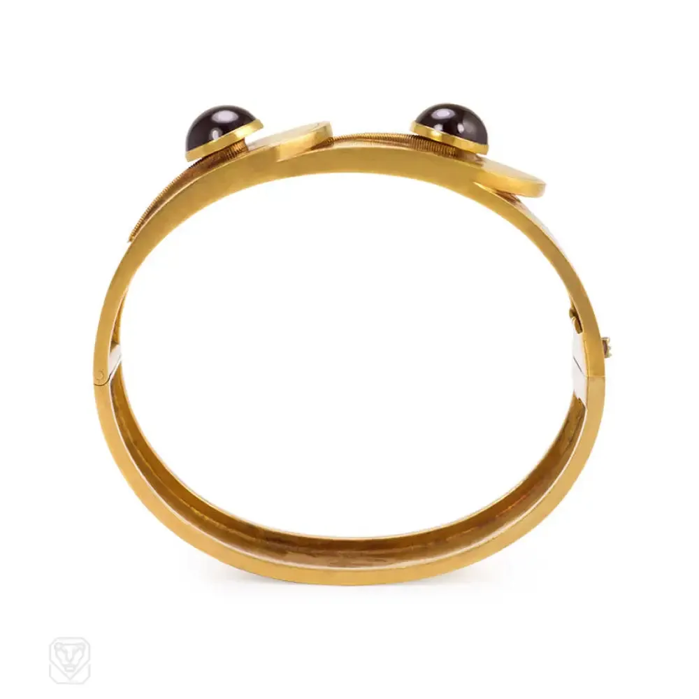 Antique gold and garnet bangle