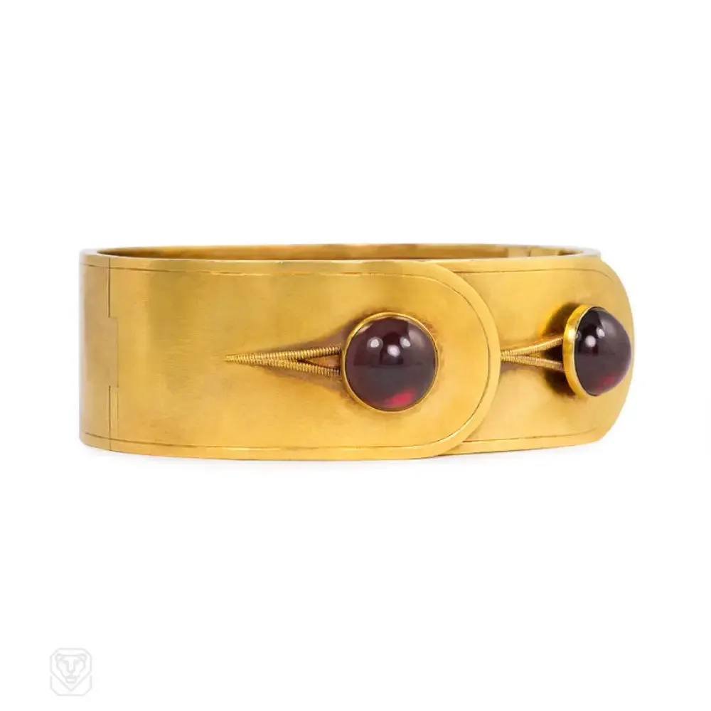 Antique gold and garnet bangle