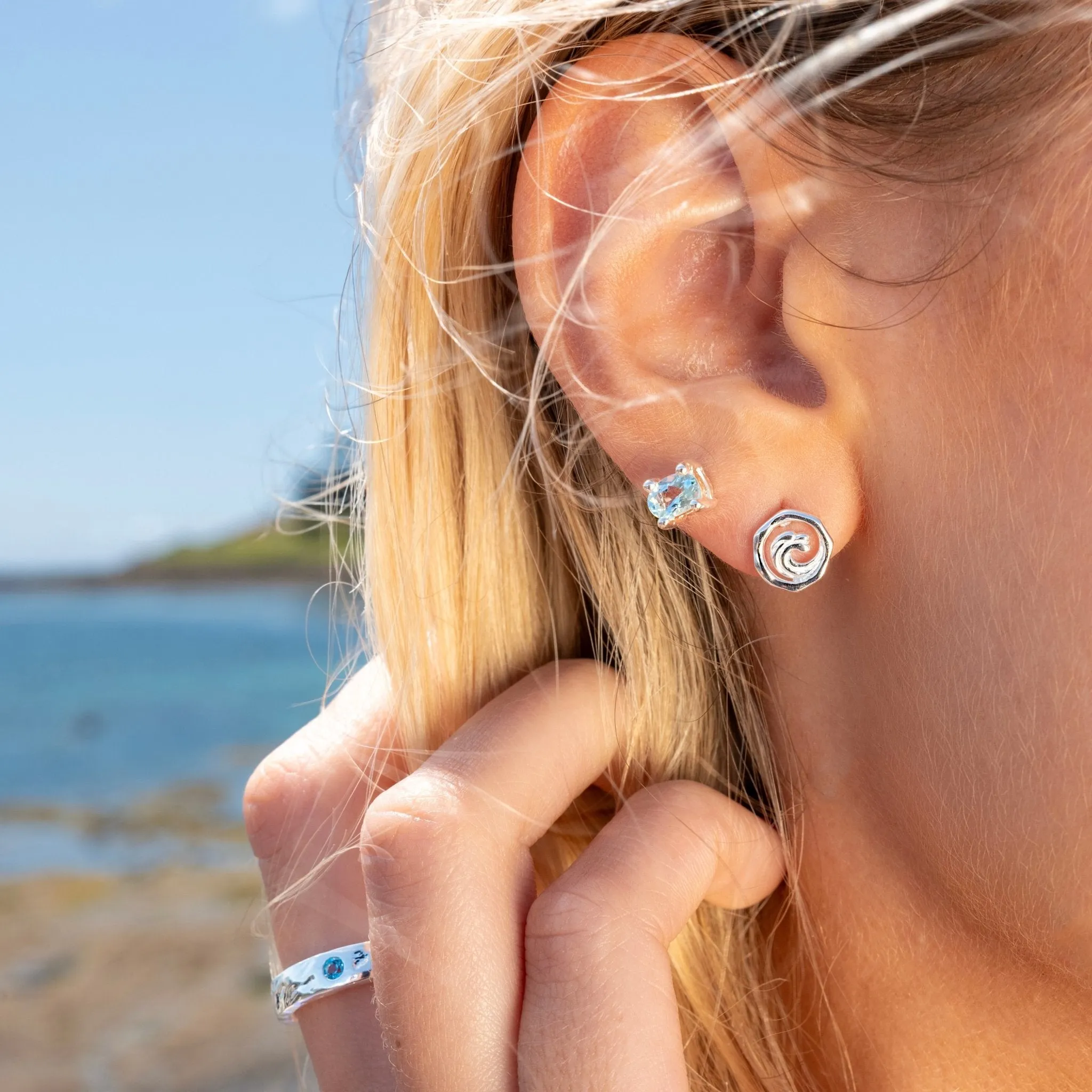 Aquamarine cove studs