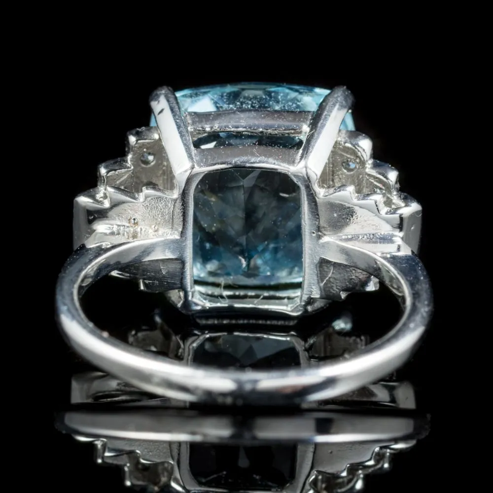 Aquamarine Diamond Ring Platinum 8Ct Aqua Engagement Ring