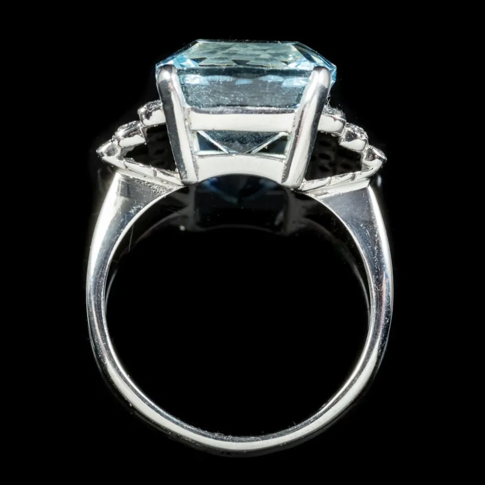 Aquamarine Diamond Ring Platinum 8Ct Aqua Engagement Ring