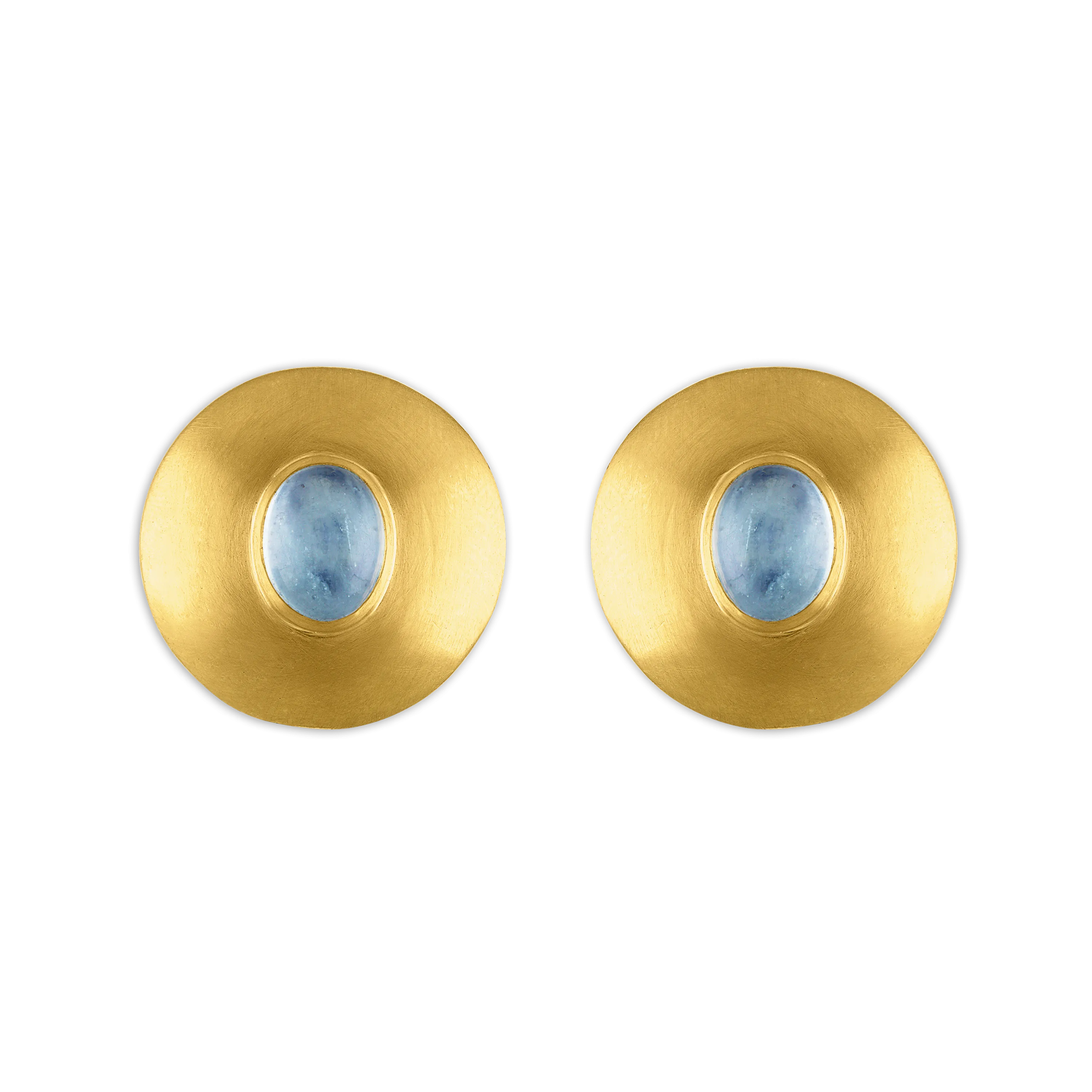 Aquamarine Disc Shaped Earrings