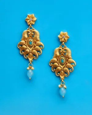 Aria Earrings in Gold Plated Filigree and Aquamarine