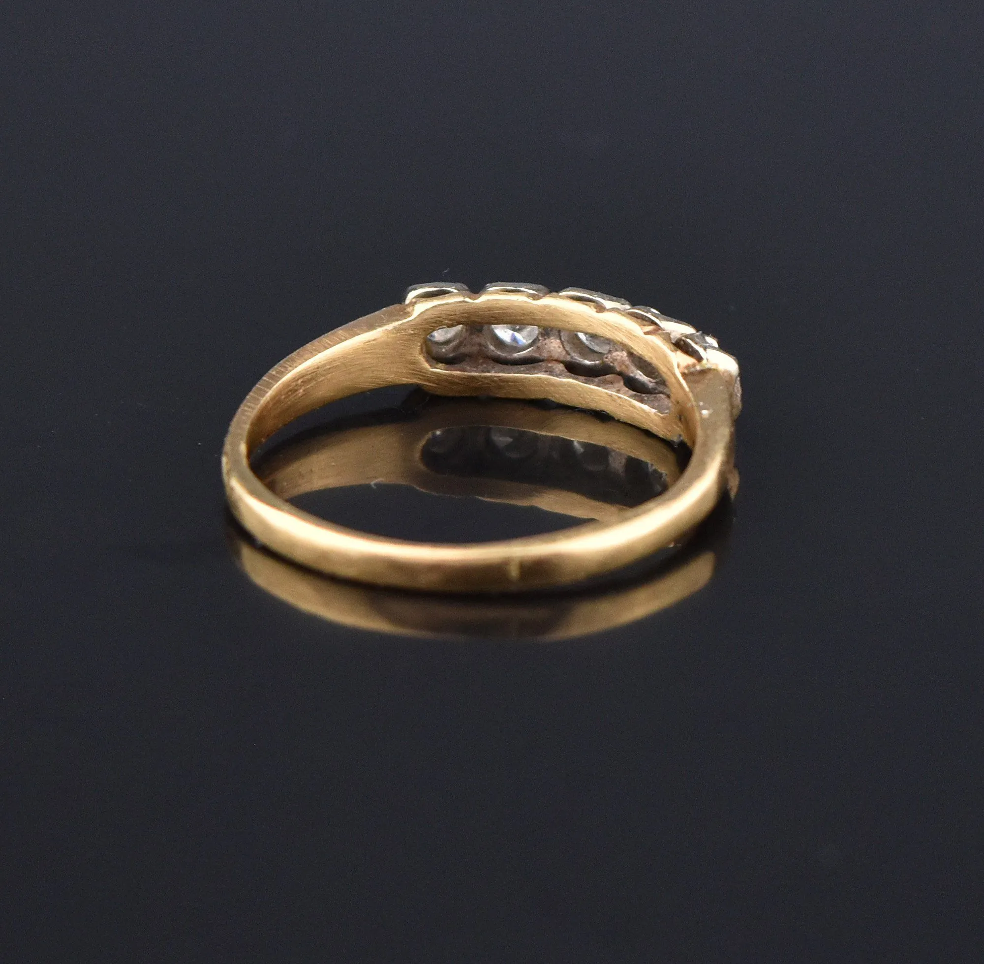 Art Deco 14K Gold Five Stone Diamond Band Ring