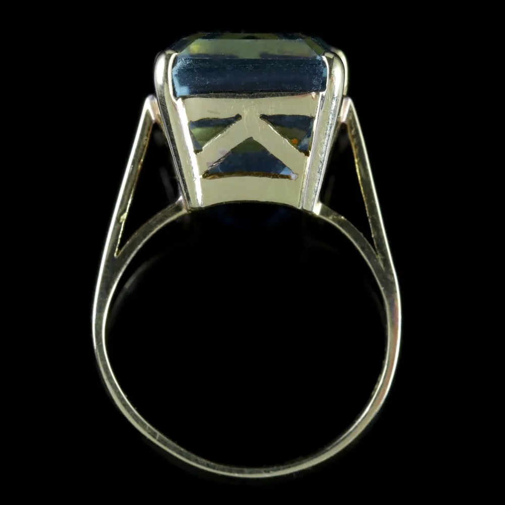 Art Deco Aquamarine Ring 18Ct Gold 15Ct Aquamarine