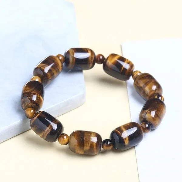 Barrel Beads Peacock Agates Bracelet