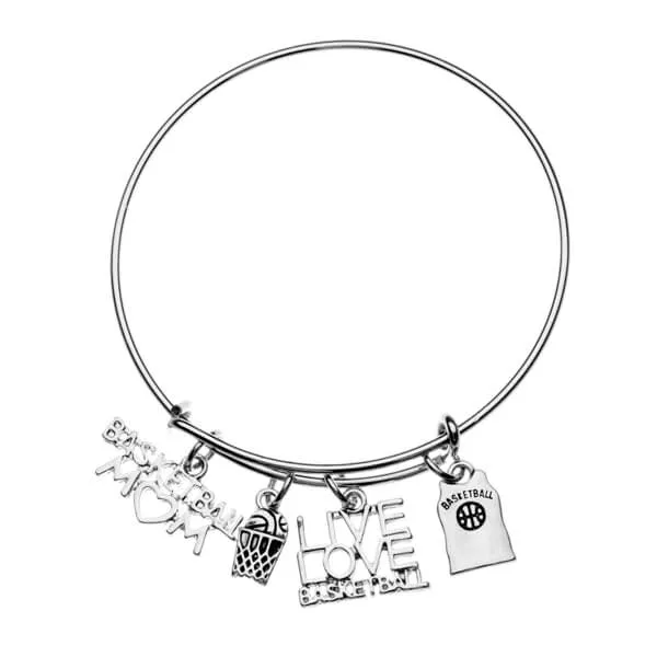 Basketball Mom Charm Bangle Bracelet