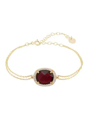 Beatrice Oval Gemstone Bracelet Gold Garnet