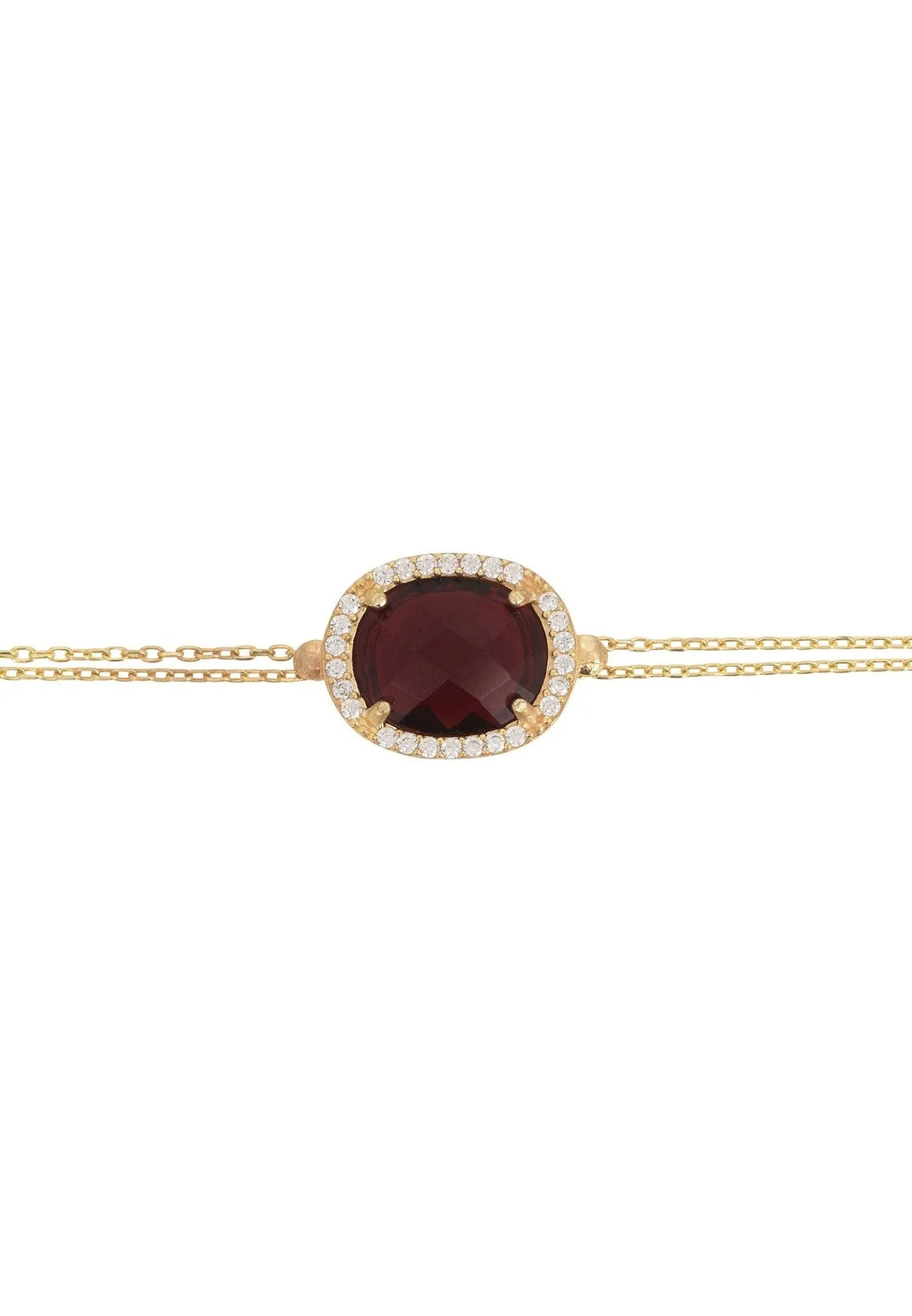 Beatrice Oval Gemstone Bracelet Gold Garnet