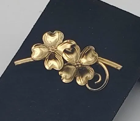 Beau - Vintage Gold Tone Sterling Silver Flowers Brooch