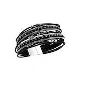 BLACK WRAP BRACELET WTH RHINESTONES