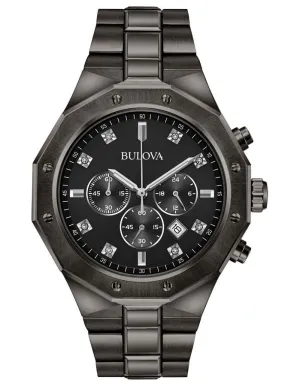 Bulova Mens Diamond Chronograph - Dark Gray Case & Bracelet - Date - 100m