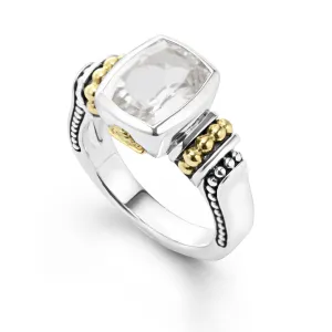 Caviar Color Bezel-Set White Topaz Ring