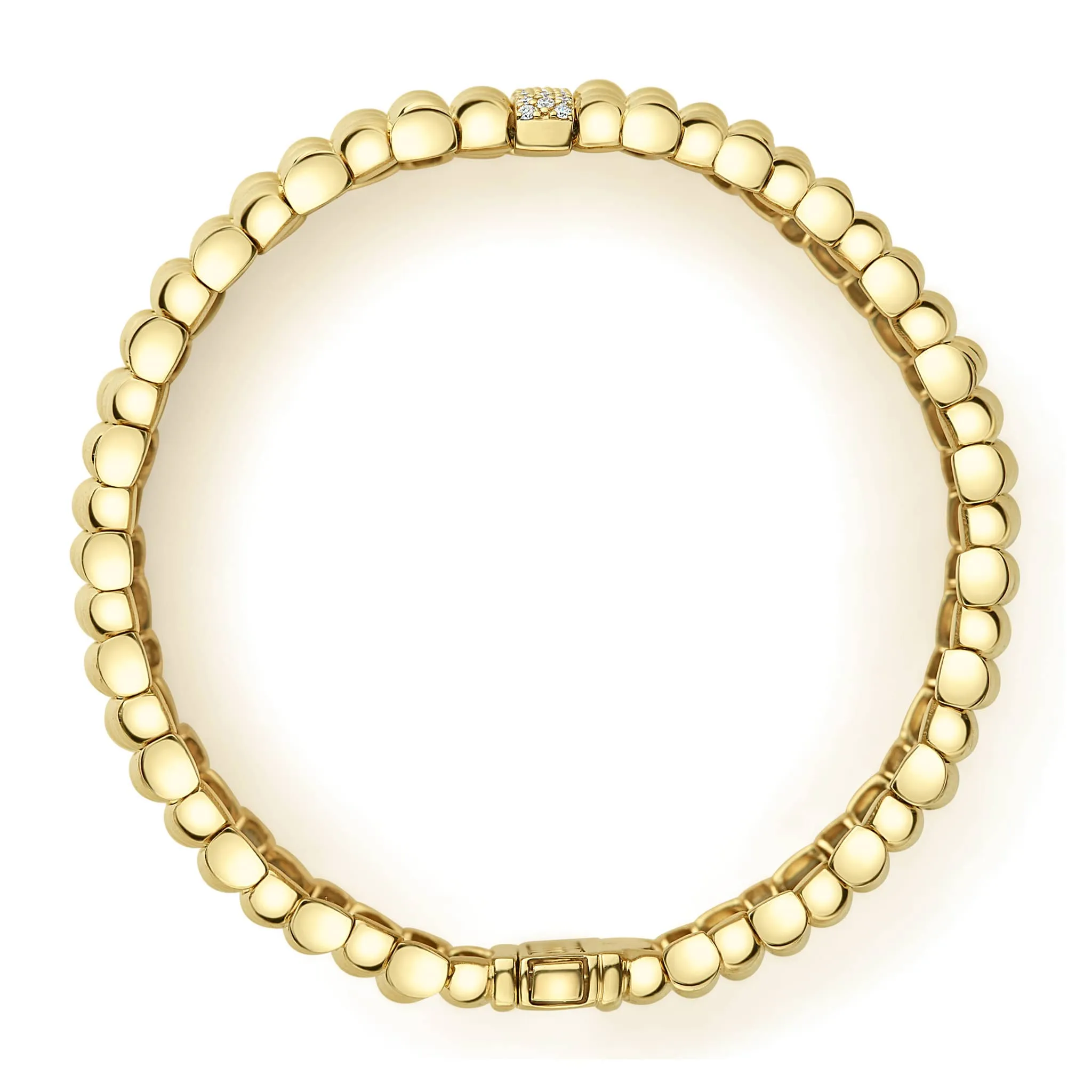 Caviar Gold Single Station 18K Gold Diamond Bracelet | 20mm