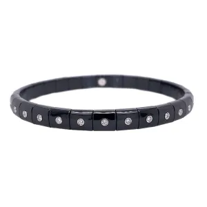 Ceramic and Bezel Diamond Stretch Bracelet