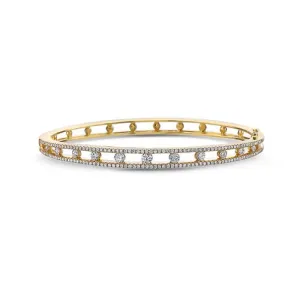 Charles Krypell Diamond Air Oval Bangle Bracelet in 18K Yellow Gold