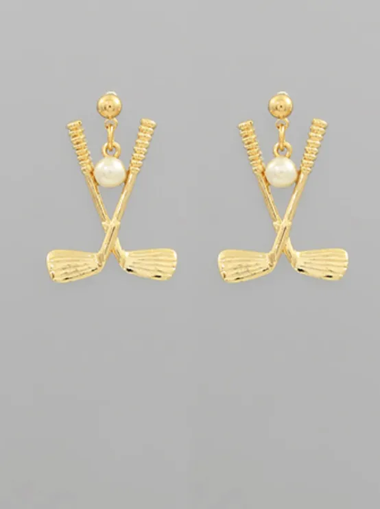 Crossed Clubs Earrings