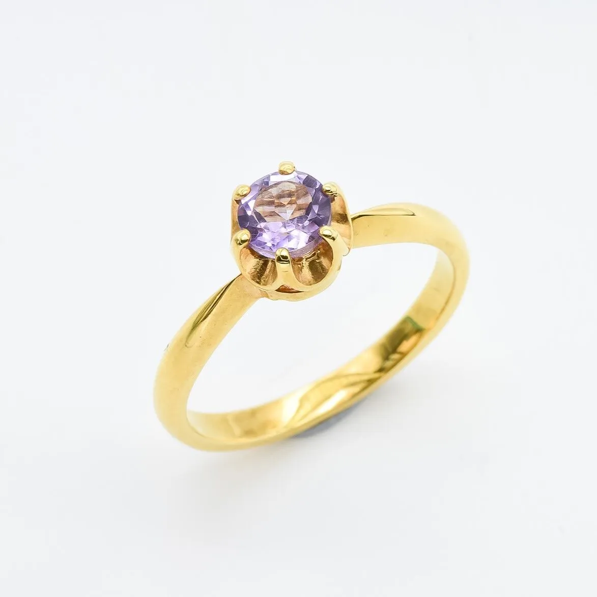 Dainty Amethyst Gold Ring - Natural Amethyst Ring - Minimalist Purple Ring