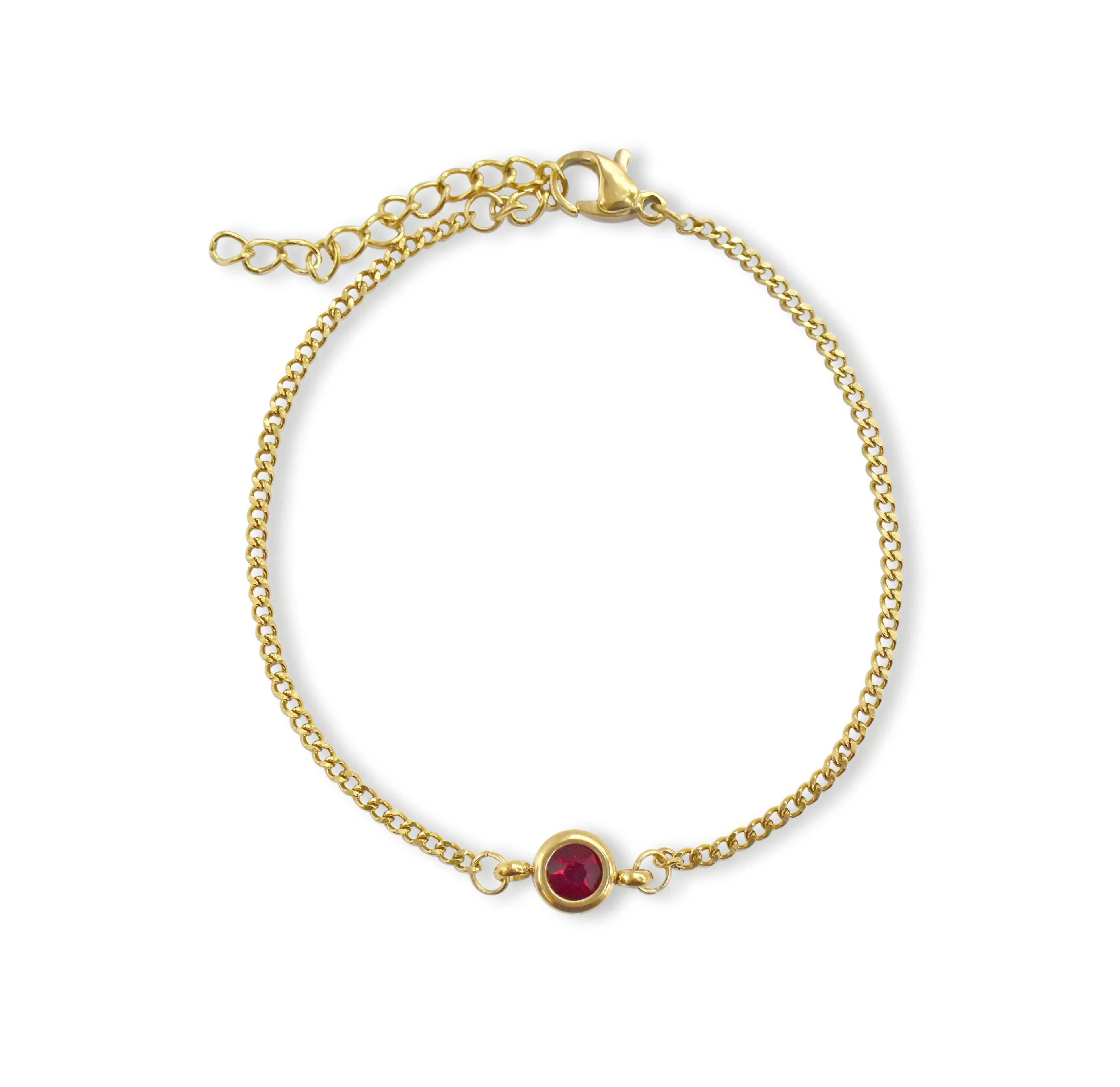 DELILAH GOLD DAINTY GARNET BIRTHSTONE BRACELET - JANUARY