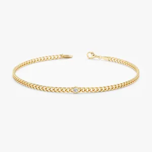 Diamond Bezel Cuban Chain Bracelet, Salma