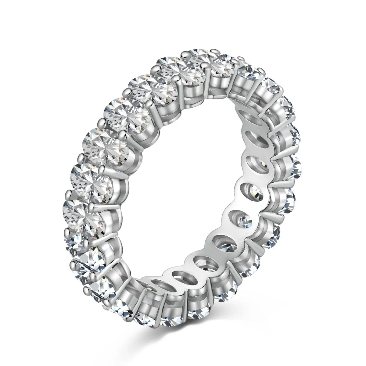 Diamond White Oval Cut Eternity Wedding Band