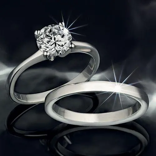 Diamondesque Wedding and Engagement Ring Set