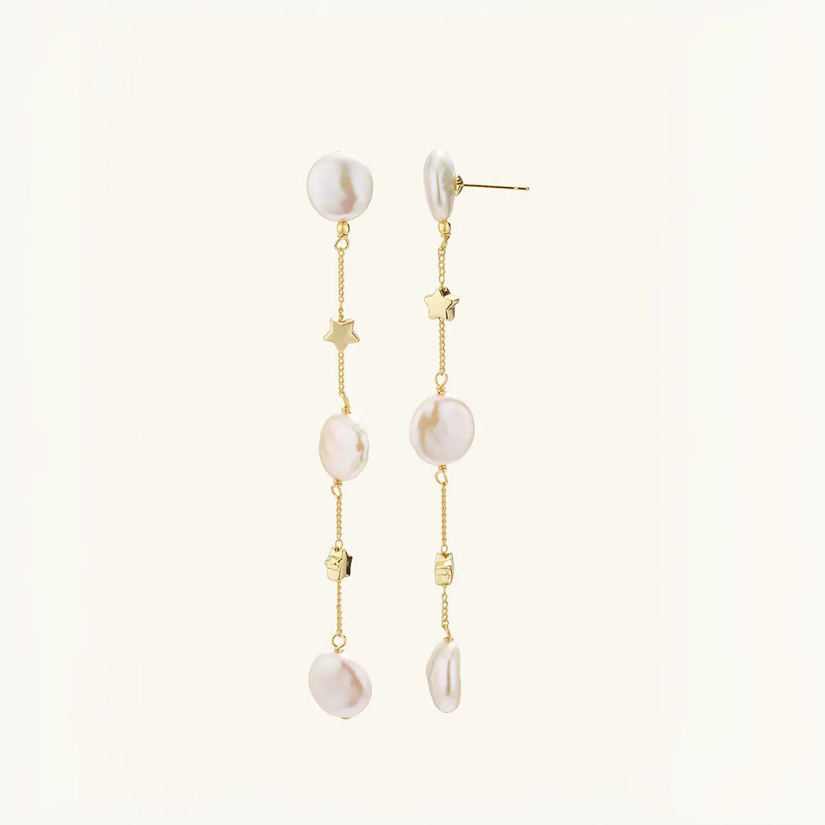 Elegant Star Freshwater Pearl Dangle Earrings