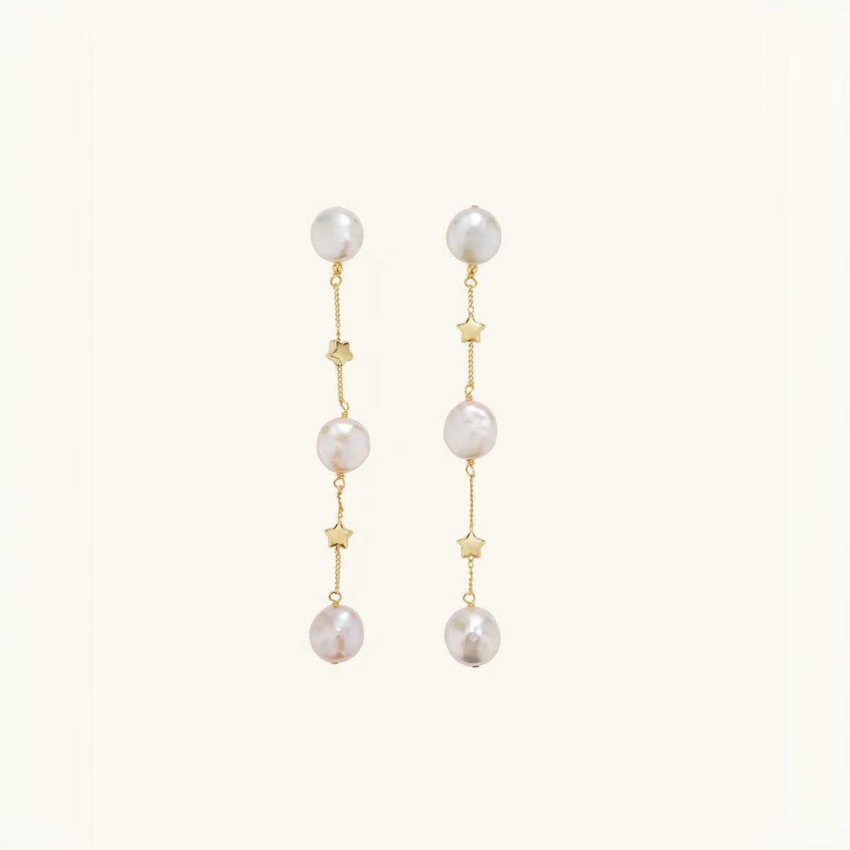 Elegant Star Freshwater Pearl Dangle Earrings