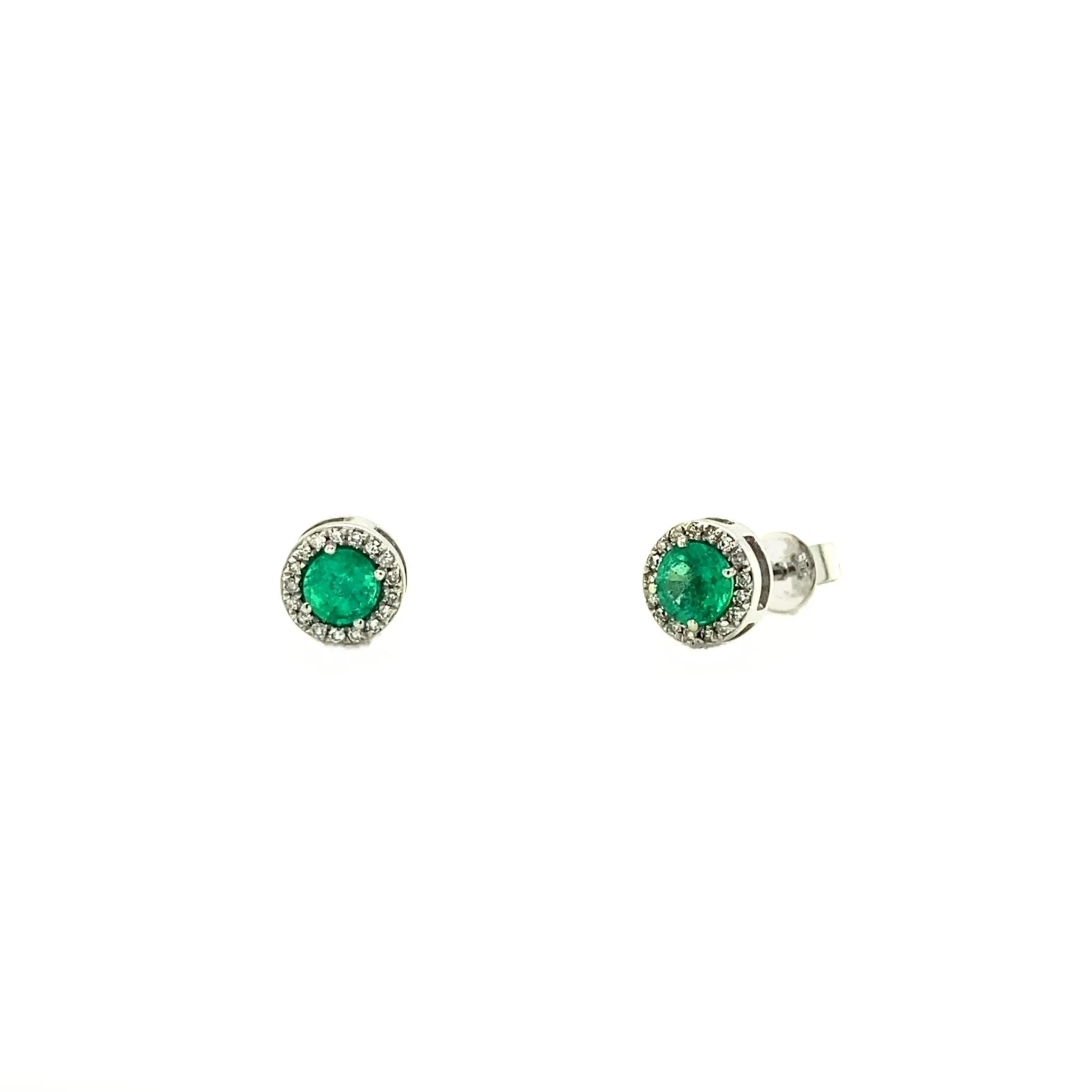 Emerald & Diamond Halo Studs