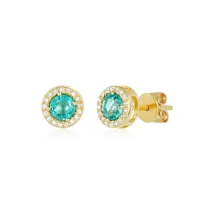 Emerald & Diamond Halo Studs