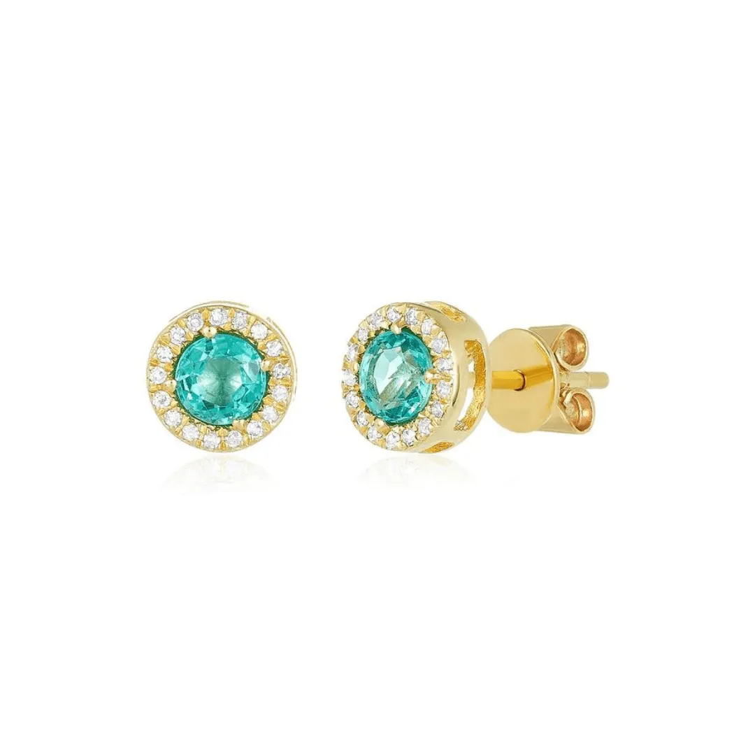 Emerald & Diamond Halo Studs