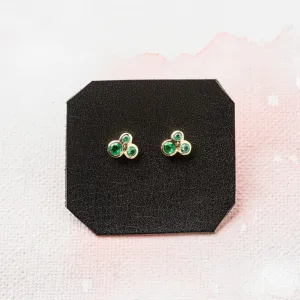 Emerald Bubble Stud Earrings in 14k Gold