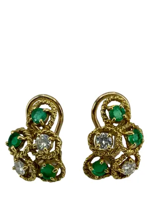 Emerald Diamond Gold Clip-On Earrings