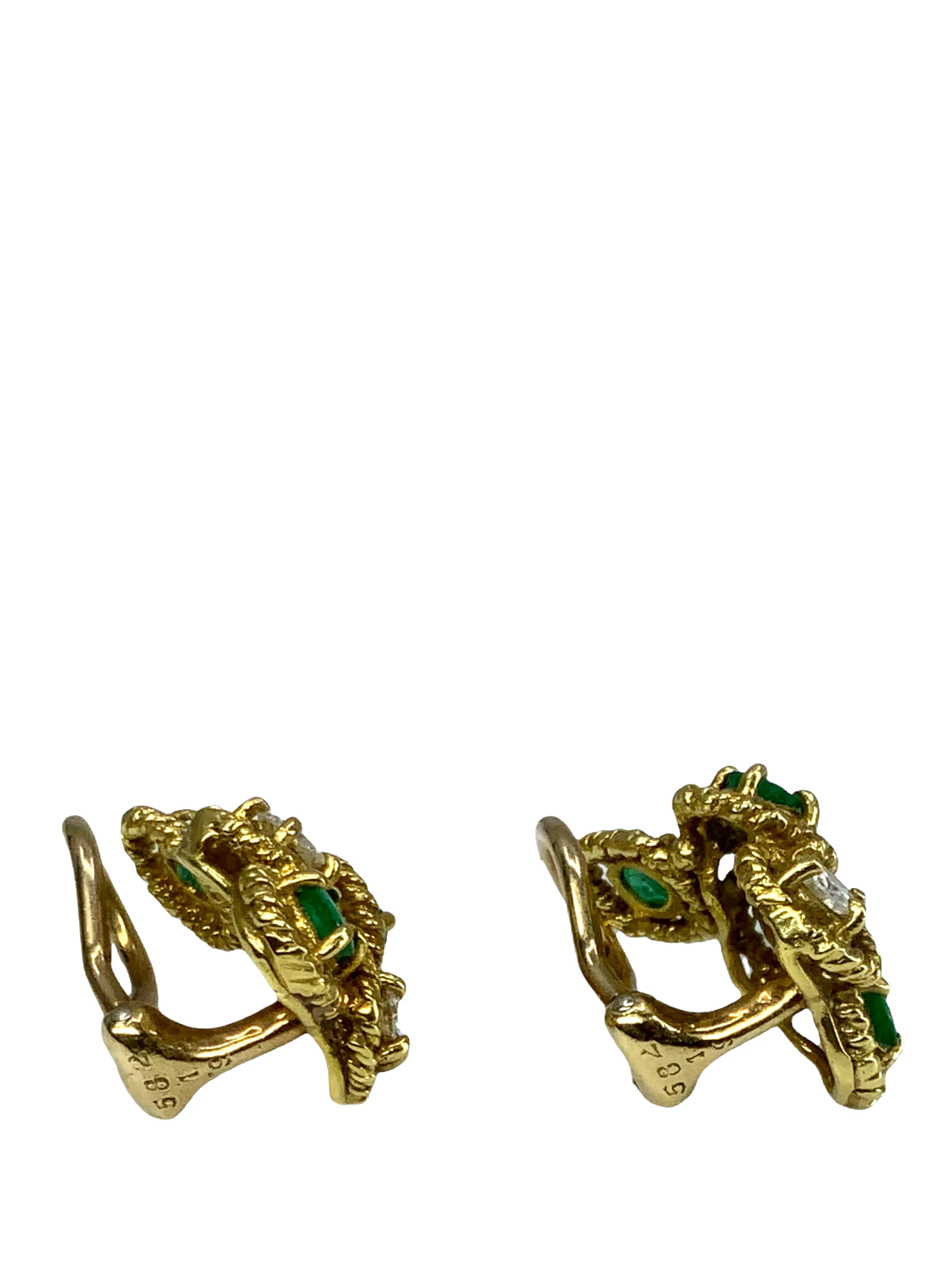 Emerald Diamond Gold Clip-On Earrings