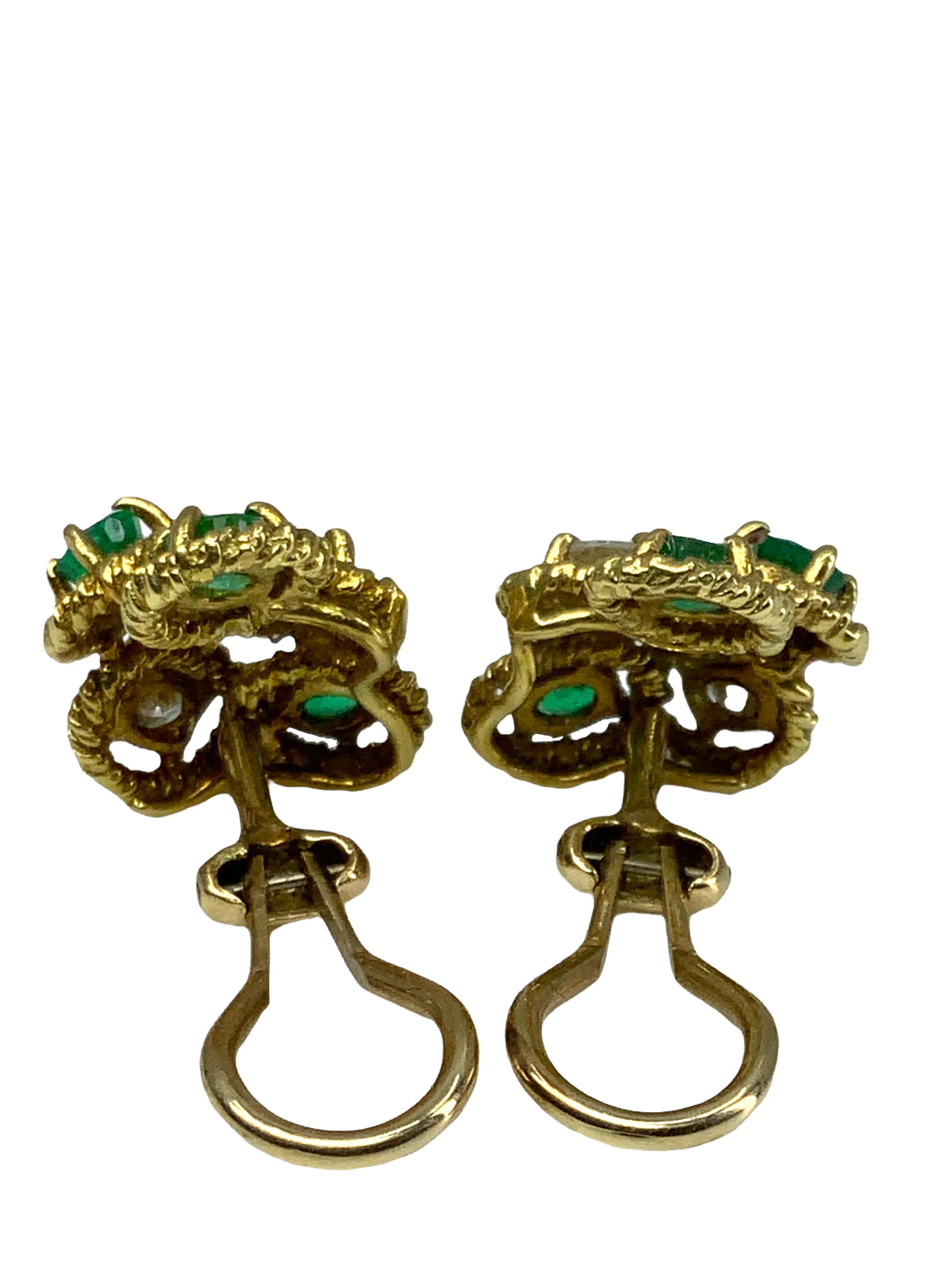 Emerald Diamond Gold Clip-On Earrings