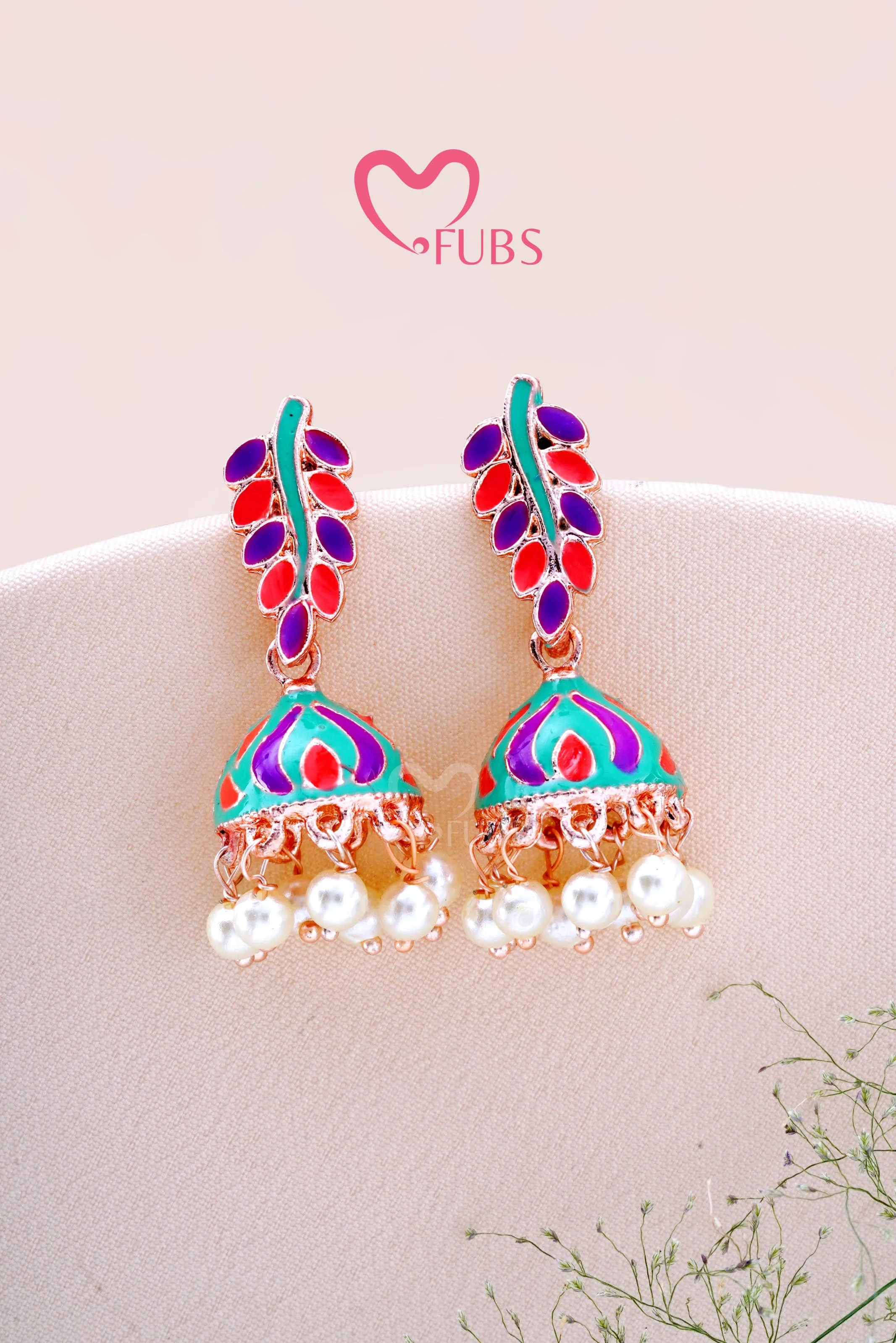 Emerald Leaf Cascade Jhumkas