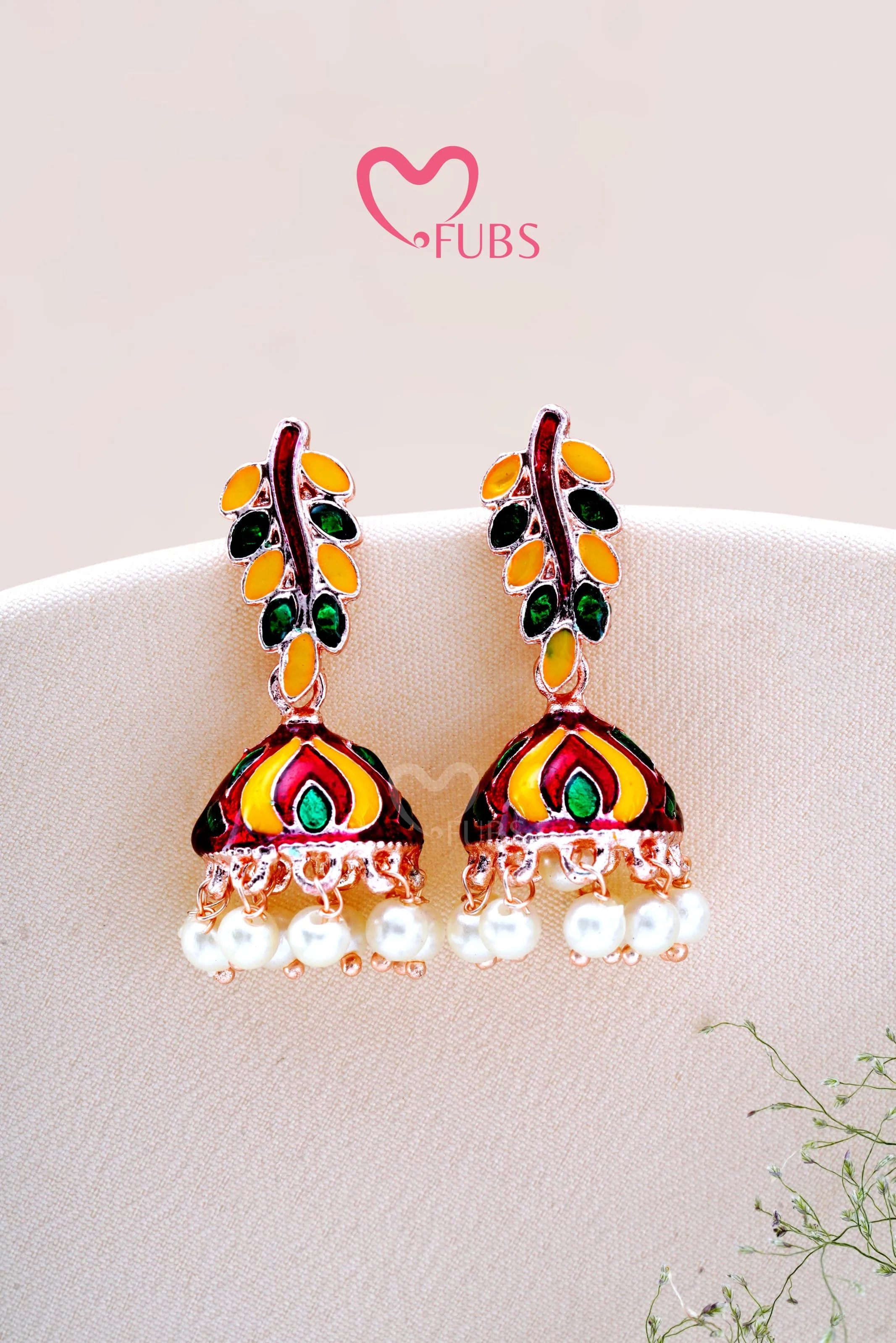 Emerald Leaf Cascade Jhumkas