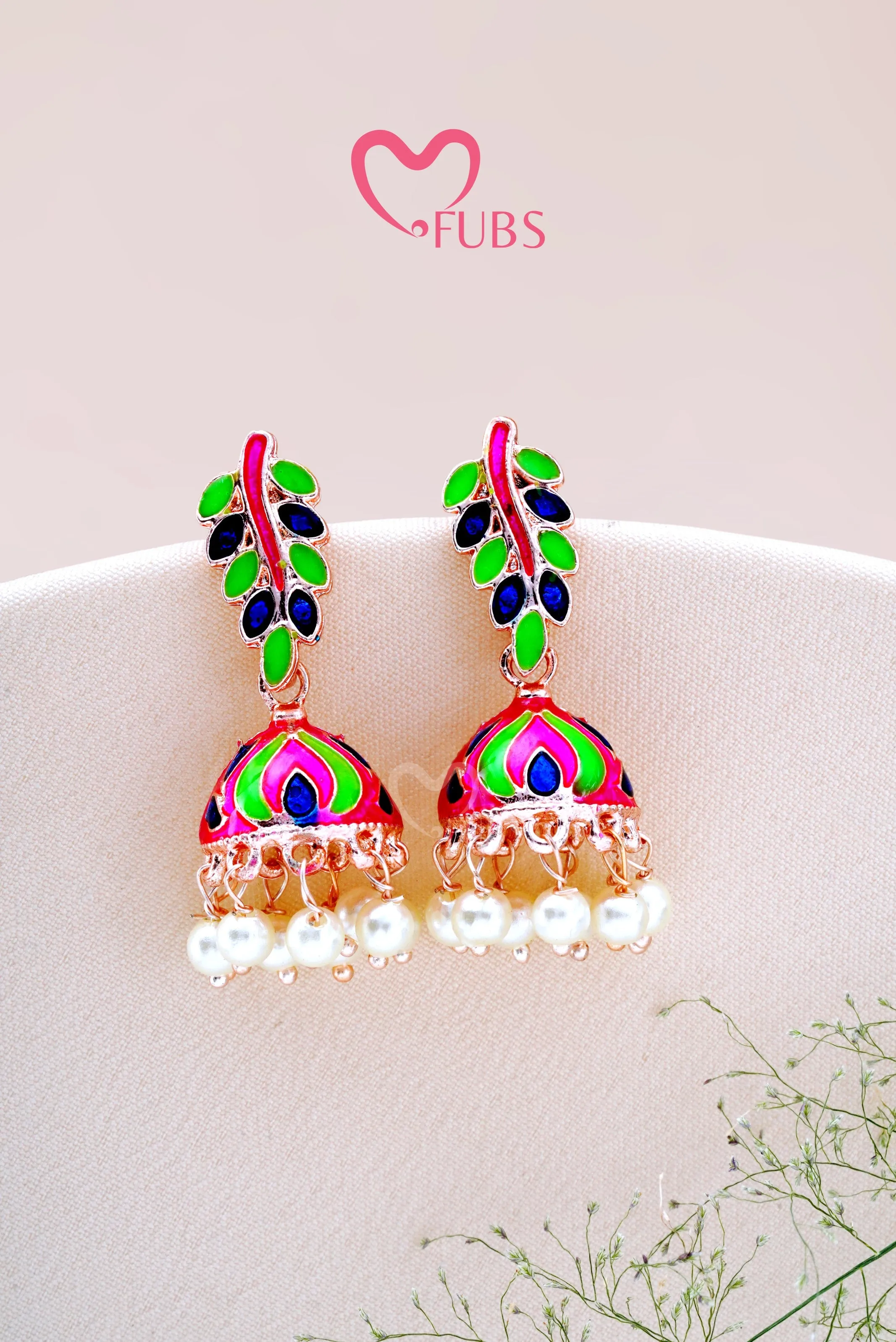 Emerald Leaf Cascade Jhumkas