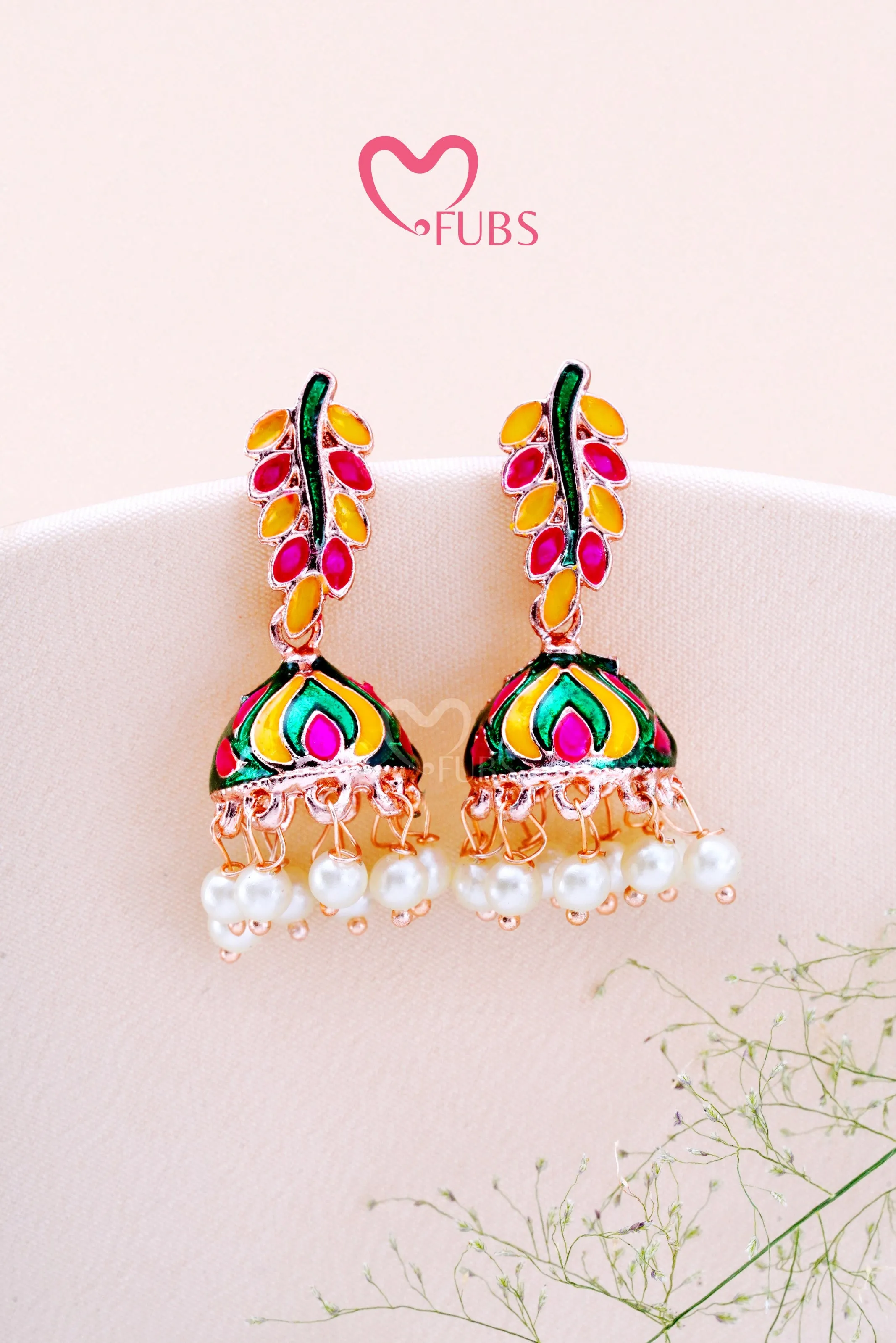 Emerald Leaf Cascade Jhumkas