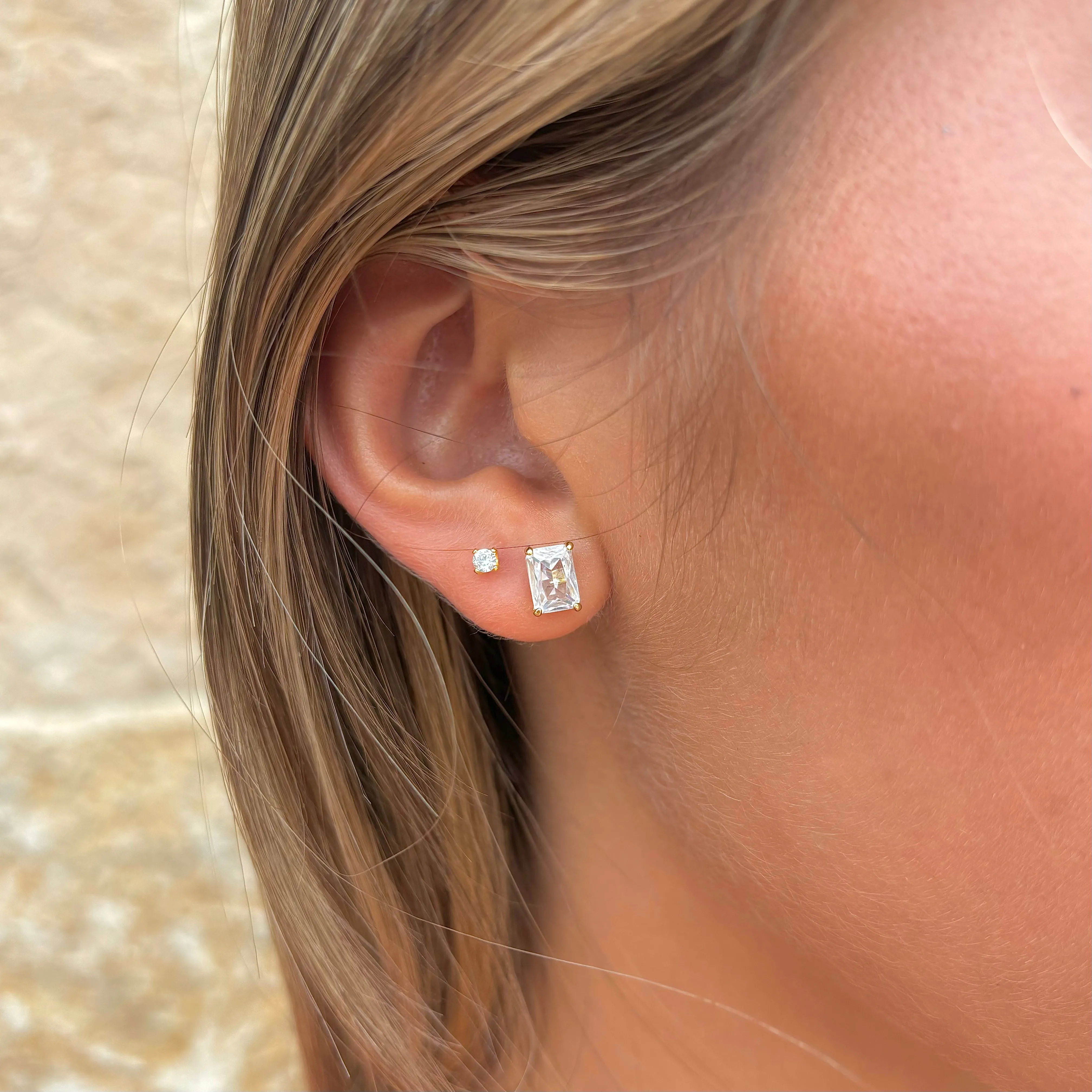 Emily Studs- Emerald Cut