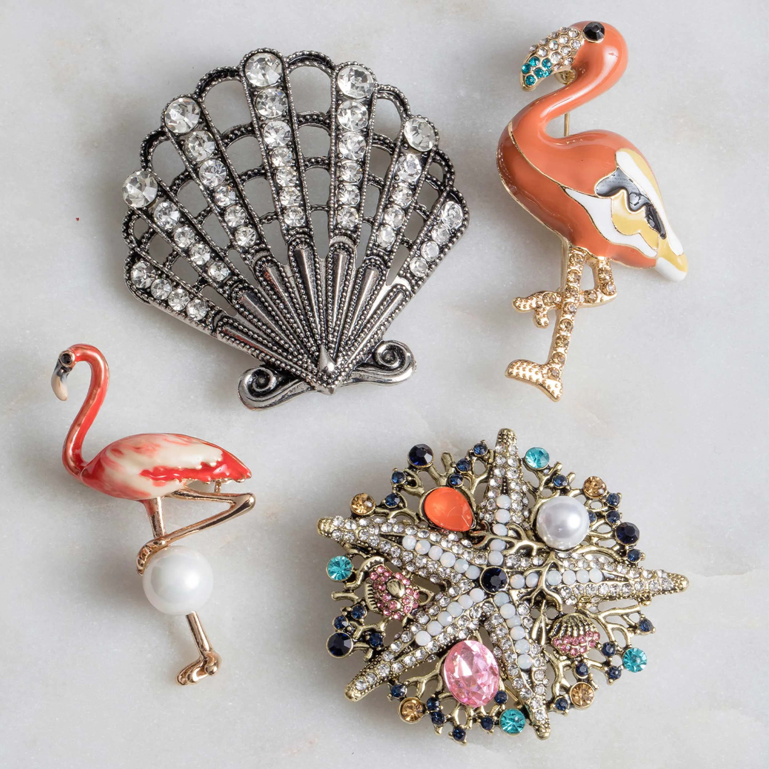 Enamel Pink Flamingo Brooch