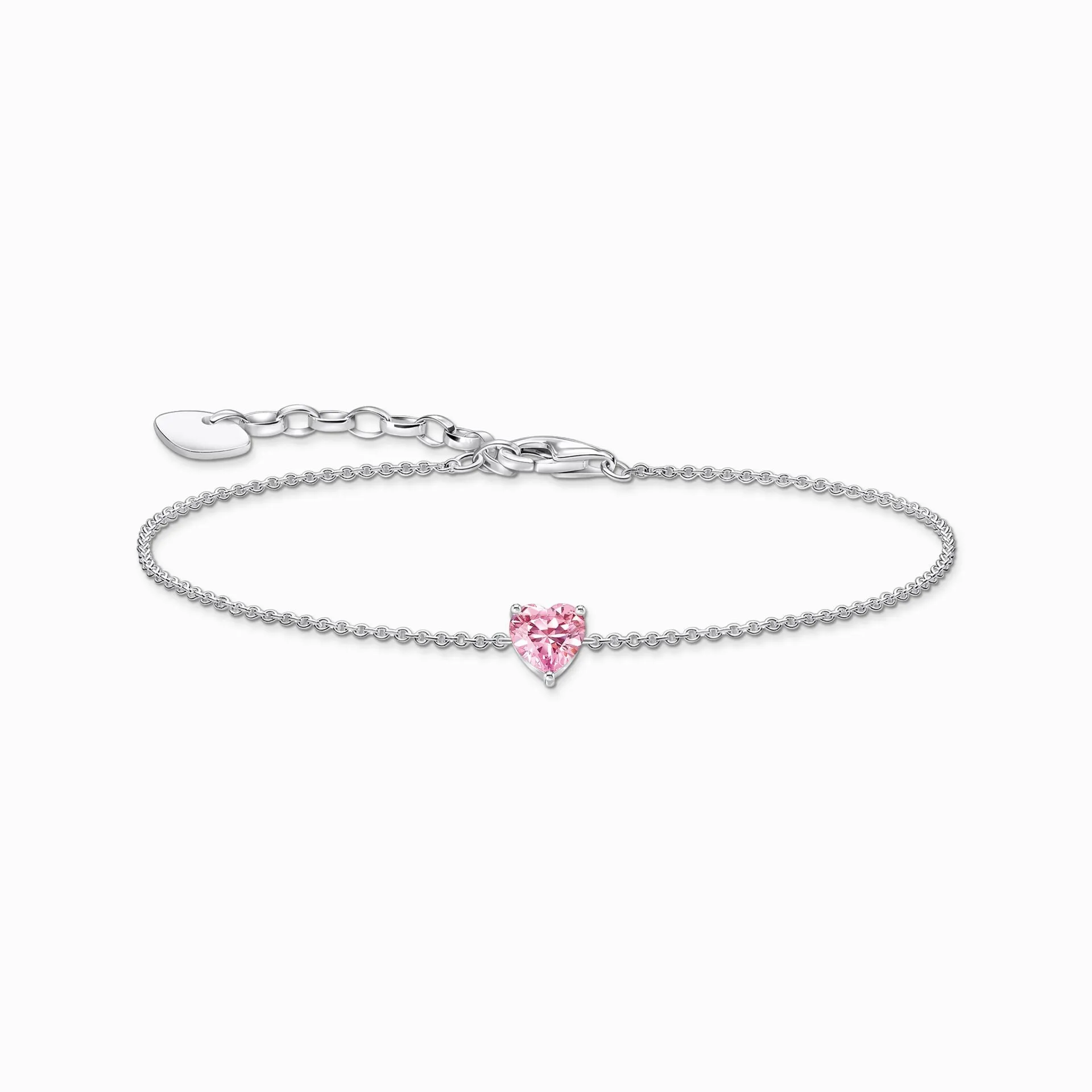 Essentials Sterling Silver Pink Heart-Shaped Zirconia Bracelet A2157-051-9-L19V