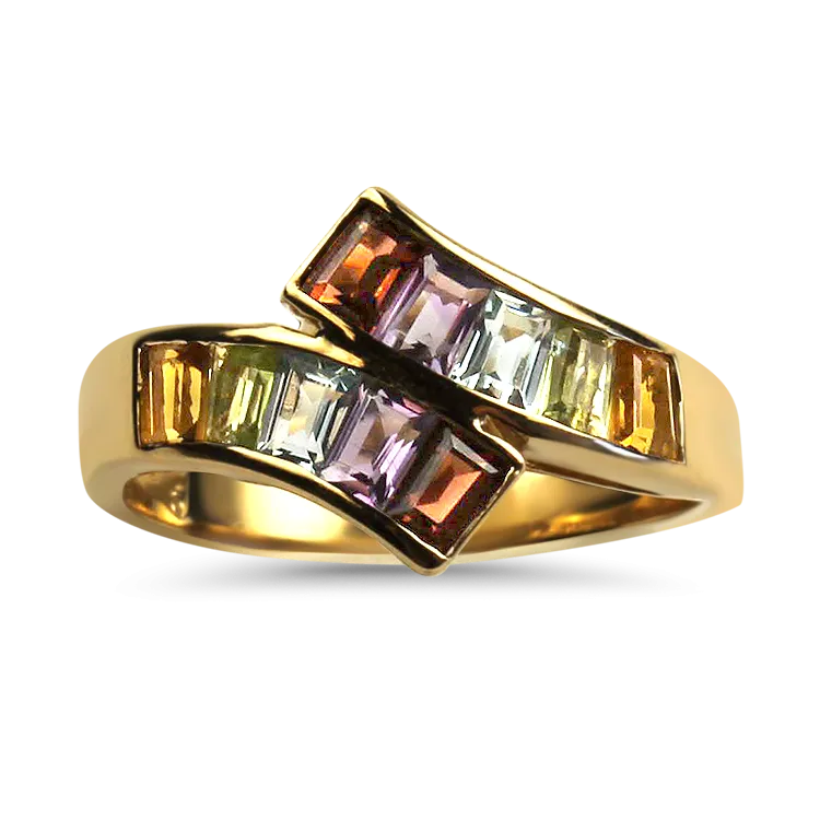 Estate 14K Yellow Gold Rainbow Multi-Stone Ring