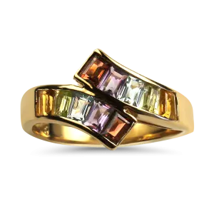 Estate 14K Yellow Gold Rainbow Multi-Stone Ring