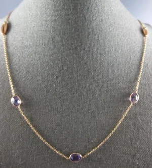 ESTATE 8.0CT AAA AMETHYST 18K ROSE GOLD 3D CLASSIC OVAL BY THE YARD FUN NECKLACE