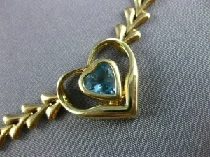 ESTATE AAA AMETHYST & BLUE TOPAZ 14KT YELLOW GOLD ARROW HEART NECKLACE #21665