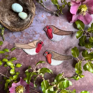 Fabric robin brooch