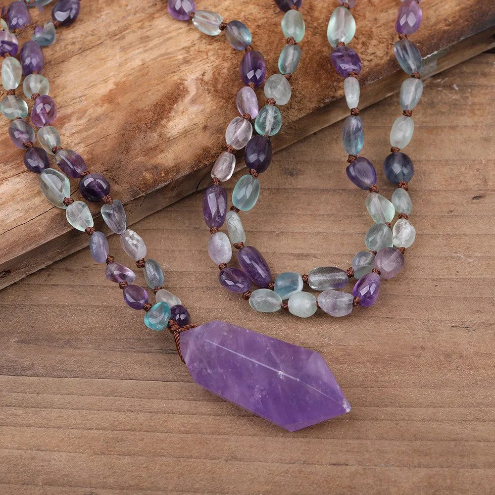 Fashionable Natural Rainbow Fluorite Bead Necklace